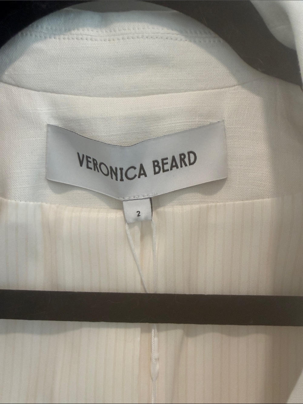 Veronica Beard Off-White Double-Breasted Stretch-Linen Blazer - Picture 3 of 7
